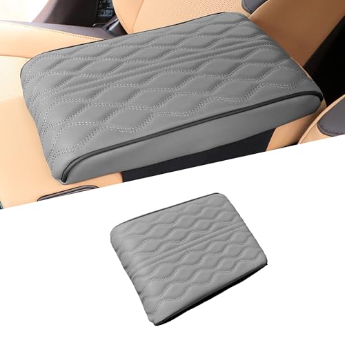 Car Center Console Cover, Leather Waterproof Vehicle Armrest Box Pad, Memory Cotton Comfortable Automotive Interior Seat Box Cushion Protector Accessories, Universal for Most Cars (Gray) - color: Gray