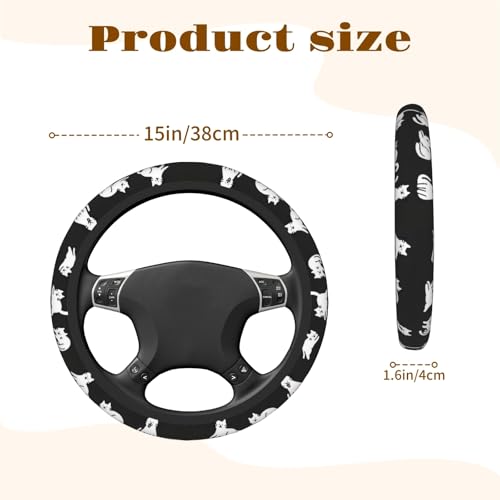 Steering Wheel Cover Accessories Neoprene Cover, Breathable Non-Slip Easy to Install Suitable for Women Men, 14.5-15.5 Inch for Car SUV Van Truck Universal - Lazy Kitten - color: Lazy Kitten