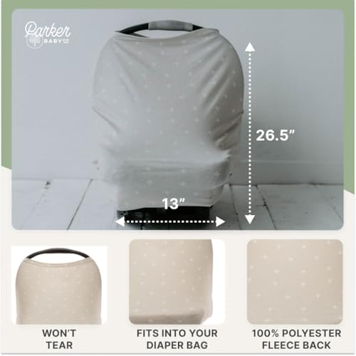 Parker Baby 4 in 1 Car Seat Cover for Girls and Boys - Stretchy Carseat Canopy, Nursing Cover, Grocery Cart Cover, High Chair Cover - "Desert" - color: Desert