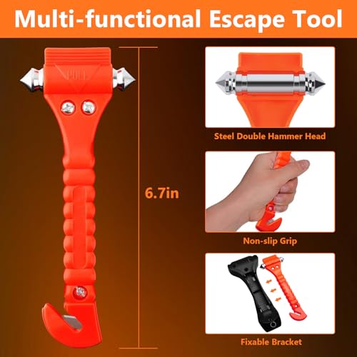 Car Window Breaker Hammer and Seat Belt Cutter 2-in-1, Emergency Escape Tool, Safety Glass Breaker, Automotive Safety Essentials and Accessories, 3 Packs - color: 3 Packs