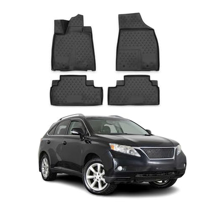 OMAC Floor Mats Liner for Lexus RX350 2009-2012 Black TPE All-Weather 4Pcs - size: for RX350 2009-2012 / Black, style: Floor Mats
