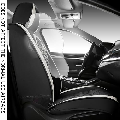 INZU Cute Cartoon Rabbit Comfortable Car Seat Covers with Waterproof PU Leather Suitable for Most 5 Seats Cars SUV and Pick-up Truck Universal Fit Set (Black) - color: Black