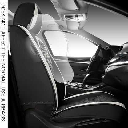 INZU Cute Cartoon Rabbit Comfortable Car Seat Covers with Waterproof PU Leather Suitable for Most 5 Seats Cars SUV and Pick-up Truck Universal Fit Set (Black) - color: Black