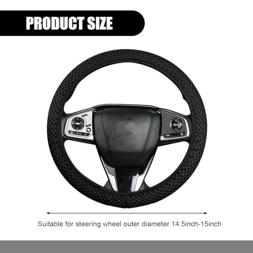 Pack-1 Car Steering Wheel Cover, Ice Silk 3D Massage Mesh Breathable Without Inner Ring Steering Wheel Cover, Elastic Easy Grip Anti-Slip Protector for 14.5"-15", Universal for Cars (Black)
