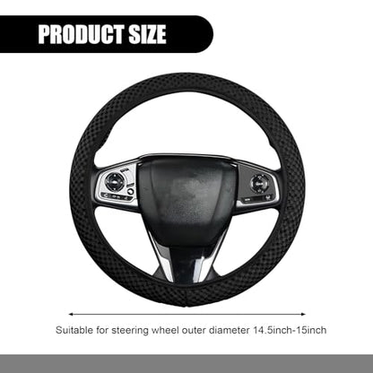 Pack-1 Car Steering Wheel Cover, Ice Silk 3D Massage Mesh Breathable Without Inner Ring Steering Wheel Cover, Elastic Easy Grip Anti-Slip Protector for 14.5"-15", Universal for Cars (Black)