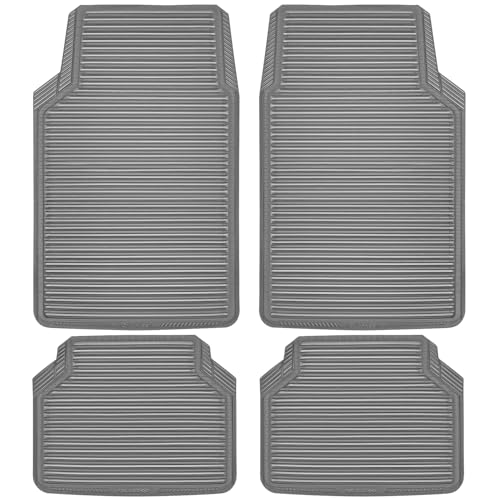 CAR PASS Rubber Car Mats,Car Floor Mats All Weather,Car Mats Full Set 4-Piece,Waterproof Automotive Floor Mats Trim to Fit for Most Cars Sedans SUVs Vans,Heavy Duty Anti-Slip Easy Clean, All Gray - color: Gray
