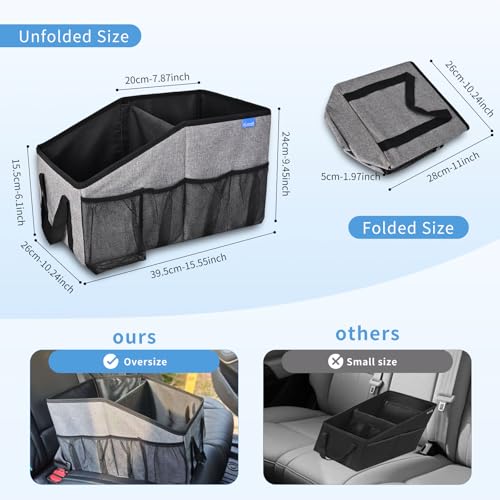 Car Organizer- Car Seat Organizer for Front Seat Back Seat Between Seats, Foldable Car Storage Organizer for Kids Adults with Multi-Pockets-Car Organizers Backseat with Detachable Divider-Gray - color: Gray