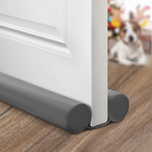 Holikme Door Draft Stopper for Bottom of Door Sweep, Blocks Gap with Thick 2 inch Sponge Adjustable Door Draft Seal, Dark Grey - color: Dark Grey, size: 37 inch
