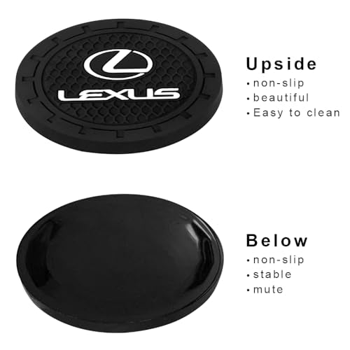 Car Cup Holder Coaster for Lexus ES350 GS350 GS300h GS450h is300 | Silicone, 2.76 Inch, 2 Pieces, ls460 rx350 NX300h Compatible, Car Interior Accessories - color: Black-a5