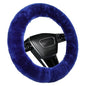 Genuine Fur Fur Wool Sheepskin Fuzzy Blue car Steering Wheel Cover, Fluffy Soft Protector for Universal Steering Wheel 14 1/2-15 1/2inch, Anti-Slip, Soft (Blue) - color: Blue