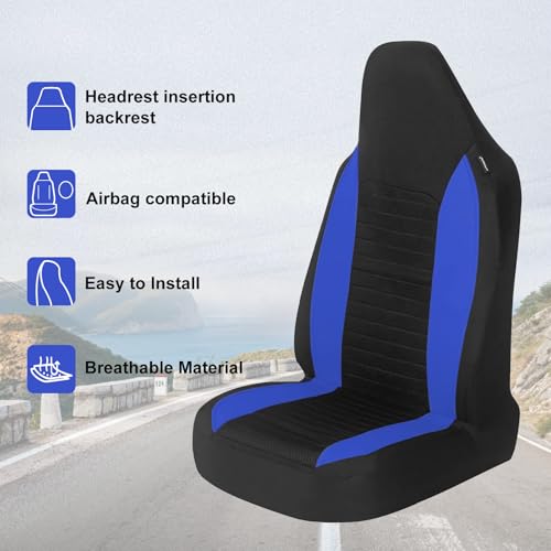 AUTOYOUTH Car Seat Covers - Bucket Seat Cover Seat Achieve The Perfect Combination of Style and Protection with Universal Fit Seat Covers for Sedan, Truck, SUV(Black Blue)… - color: Black & Blue
