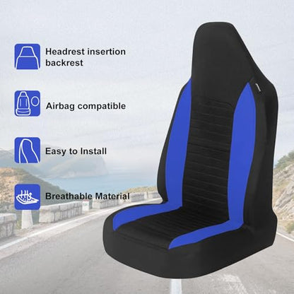AUTOYOUTH Car Seat Covers - Bucket Seat Cover Seat Achieve The Perfect Combination of Style and Protection with Universal Fit Seat Covers for Sedan, Truck, SUV(Black Blue)… - color: Black & Blue