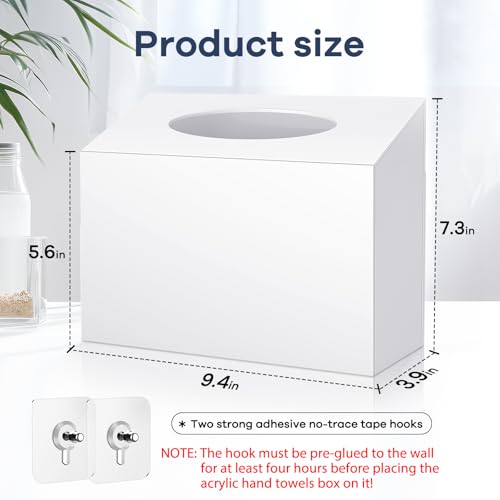 Acrylic Hand Towel Box Cover Compatible with Kleenex Disposable Hand Towels Wall-Mounted Paper Towel Dispenser Suitable for Tabletop, Bathroom, Car, and Office Use Valentine's Day Gifts (White) - color: White