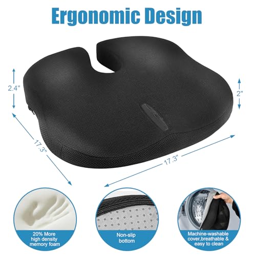 Car Seat Cushion for Pregnant Drivers and Passengers, NHTSA Recommended Prevent The Abdomen from Stress with Strap Adjuster, Memory Foam Seat Cushion for Tailbone Pain Relief, Sciatica & Back Support