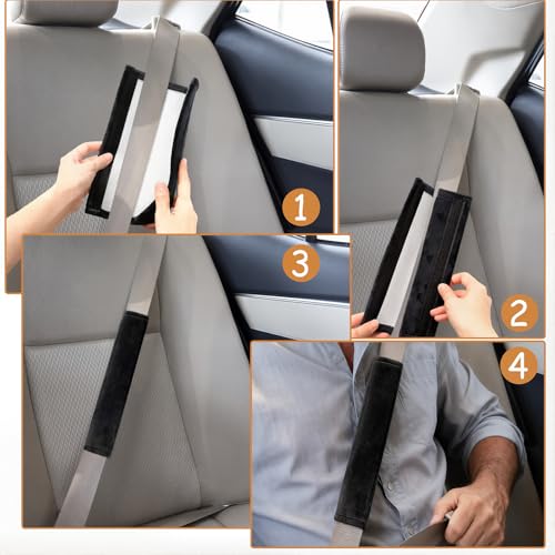 4PCS Seat Belt Cover Pad, Soft Seat Belt Shoulder Pad, Black Belt Pads, Car Seat Belt Pads Cover/Seatbelt Shoulder Pad for All Cars and Backpack