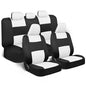 BDK PolyPro Car Seat Covers Full Set in White on Black, Front and Rear Split Bench Seat Covers for Cars, Easy to Install Car Seats Cover Set and Accessories for Auto Trucks Van SUV - White - color: White
