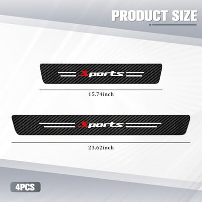 4PCS Car Door Sill Protector, Anti-Scratch Carbon Fiber Sport Vehicle Threshold Guard Sticker, Self-Adhesive Automotive Door Sills Scratch Protection Accessories, Universal for Most Vehicles
