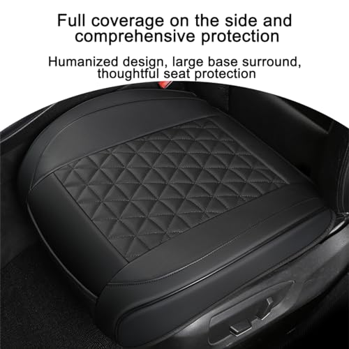 2PCS Leather Car Seat Cover, Vehicle Front Bottom Seat Protector Pad, Full Surrounded Waterproof Auto Seat Protective Cushion with Storage Pocket, Universal for SUV, Truck, Sedan（Black） - color: Front/Black