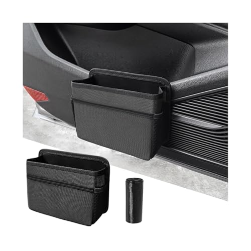 Car Trash Can, Foldable Mini Vehicle Trash Bin Garbage Organizer Holder, Waterproof Automotive Interior Hanging Dustbin Storage Bag Container Accessories, Universal for Most Cars (Black) - color: black