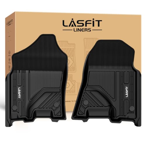 LASFIT Floor Mats 1st Row Only for Ram 1500 2019-2024 Crew Cab and Quad Cab Front Bucket Seat, Not for RAM 1500 Classic, All Weather TPE Custom Fit Car Mats Truck Front Liners, Black - style: 1) 1500 | 2019-2024 | Crew Cab Front Floor Mats