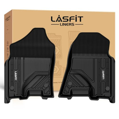 LASFIT Floor Mats 1st Row Only for Ram 1500 2019-2024 Crew Cab and Quad Cab Front Bucket Seat, Not for RAM 1500 Classic, All Weather TPE Custom Fit Car Mats Truck Front Liners, Black - style: 1) 1500 | 2019-2024 | Crew Cab Front Floor Mats