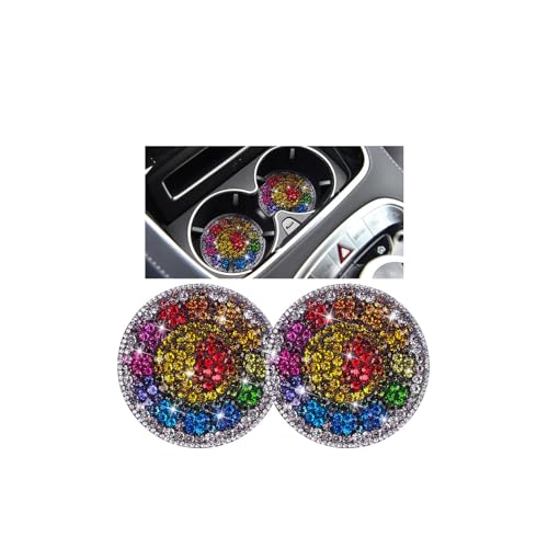 Bling Car Cup Holder Coaster, 2PCS 2.75 Inch Crystal Rhinestone Anti Slip Vehicle Drink Cup Mat for Women Girls, Auto Interior Embedded in Ornaments. Universal for SUV RV Truck (Sunflower) - color: Sunflower