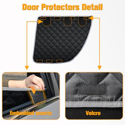 Dog Seat Covers for Tesla Model 3 & Y Back Seat with 2 Pack Door Protectors, 100% Waterproof Dog Hammock for Tesla with Mesh Window & Headrest Protection Prevents Scratches and Scuffs (Gray)