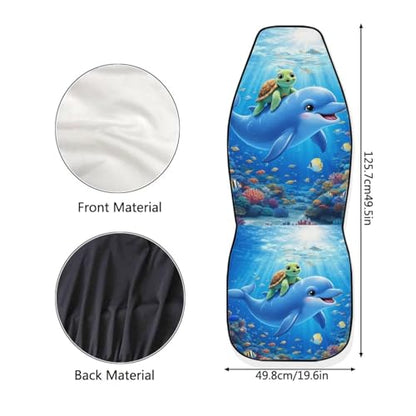 Dolphin Fish Seat Covers for Cars Front Seat, Sea Turtle Two Pack Front Seat Covers Car Seat Protectors Universal SUV Truck Van Sedans Automotive Interior Covers - color: Dolphin Sea Fish