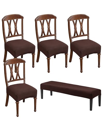 CRFATOP Jacquard Dining Room Chairs Seat Covers Set of 4 with Soft Bench Chair Cover Stretch Kitchen Chair Slipcover Washable Seat Cushion Slipcover Protector for Hotel Ceremony Banquet Wedding,B16 - color: Jacquard B16
