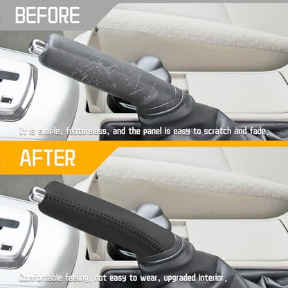 Genuine Leather Handbrake Protector Cover Compatible with Toyota Corolla 2009-2013 Anti-Slip Hand Brake Parking Lever Sleeve Black