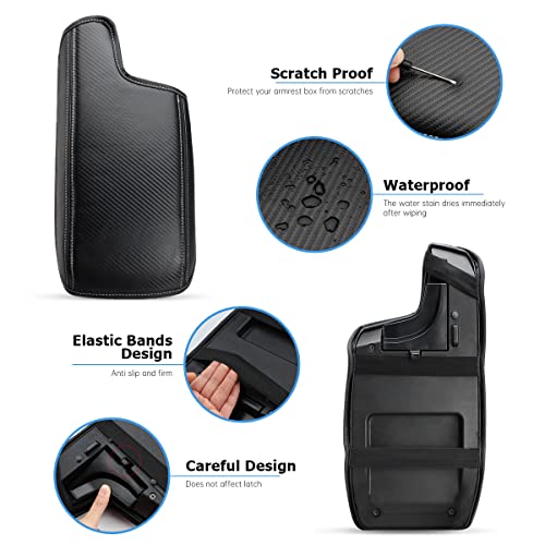 INTGET Car Center Console Armrest Cover for Subaru Crosstrek Accessories 2018-2022 2023 Impreza 2017-2023 Leather Arm Rest Box Lid Cover Seat Protector (Black with Carbon Fiber Texture) - color: black with carbon fiber texture