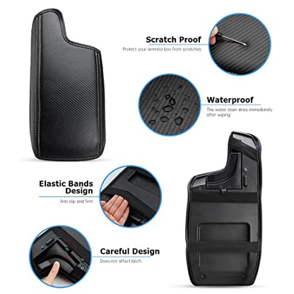 INTGET Car Center Console Armrest Cover for Subaru Crosstrek Accessories 2018-2022 2023 Impreza 2017-2023 Leather Arm Rest Box Lid Cover Seat Protector (Black with Carbon Fiber Texture) - color: black with carbon fiber texture