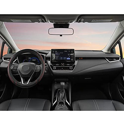 West Llama Customized Auto Car Steering Wheel Cover for Toyota Tacoma,4Runner,Tundra,Sequoia,15.5-16 inch(Diamond Quilted-Black+Red-Large Size) - color: B-Black+Red, size: Large Size (15 ½''-16'')