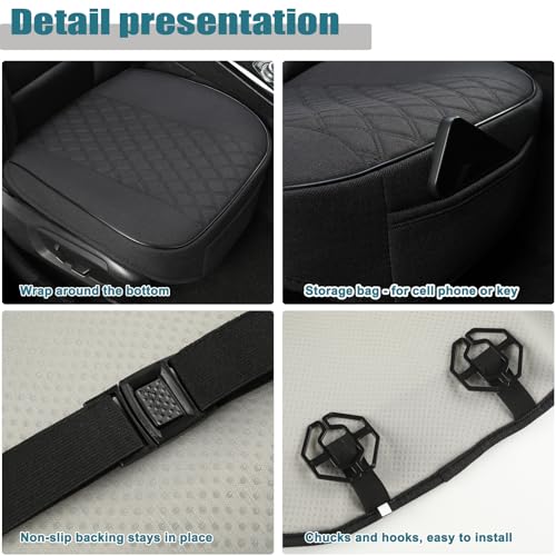 West Llama Linen Front Car Seat Cover Protector Anti-Slip Bottom Seat Cover Fits 95% of Vehicles,Wrapping Around The Bottom,Diamond Pattern(Black-1Pcs) - color: Diamond Pattern-Black, size: 1 Piece Linen