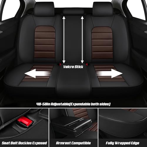 Truck Seat Covers for Chevy Silverado 1500 2007-2026, Waterproof Nappa Leather Full Coverage Car Seat Cover, Muscle Sport Style Auto Interior Covers （Full Set Black&Coffee）