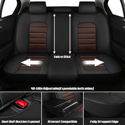 Truck Seat Covers for Chevy Silverado 1500 2007-2026, Waterproof Nappa Leather Full Coverage Car Seat Cover, Muscle Sport Style Auto Interior Covers （Full Set Black&Coffee）