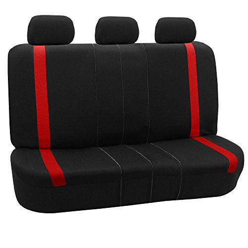 FH Group Car Seat Cover for Back Seat Red Seat Cover Universal Fit Rear Seat Cover Split Bench Cosmopolitan Cloth Car Seat Protector for Dogs and Kids, Car Interior Accessories for SUV, Sedan and Van - color: RED, size: REARSET