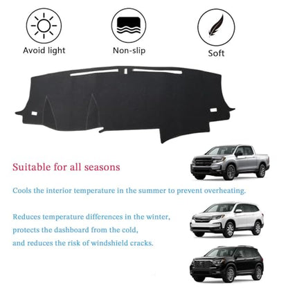 Dashboard Cover Suitable for Honda Ridgeline 2017-2024/Pilot 2016-2022/Passport 2019-2024 Car Dashboard Cover Sun Visor Mat Non-Slip Polyester Dashboard Accessories (Black) - size: 17-24 For Ridgeline/Pilot 16-22/Passport 19-24