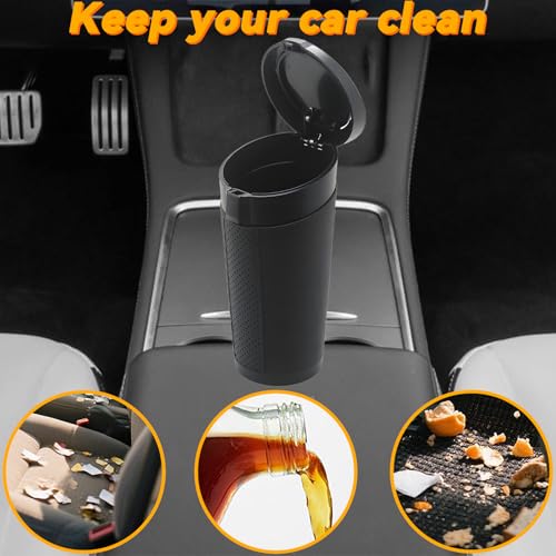 Car Trash Can Bin with Lid, Leakproof Garbage Can for Vehicle, Mini Trash Bin with 90 Attached Trash Bags, Easy to Clean Cup Holder Trash Can for Car, Home, Office - color: Black 1