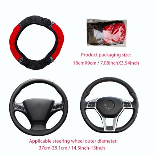 Microfiber Leather Steering Wheel Cover with Anti-Slip Lining Universal Car Accessory for Steering Wheel with a Diameter of 14.5-15 inch (Pink) - color: Pink
