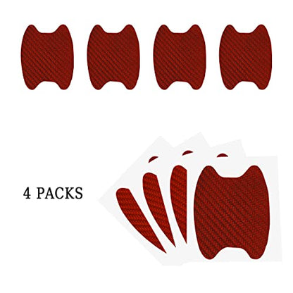 4PCS Carbon Fiber Anti-Scratches Car Cup Protector, Non-Marking Auto Door Protective Film, Universal for Most Handles (Red/4PCS) - color: Red/4PCS