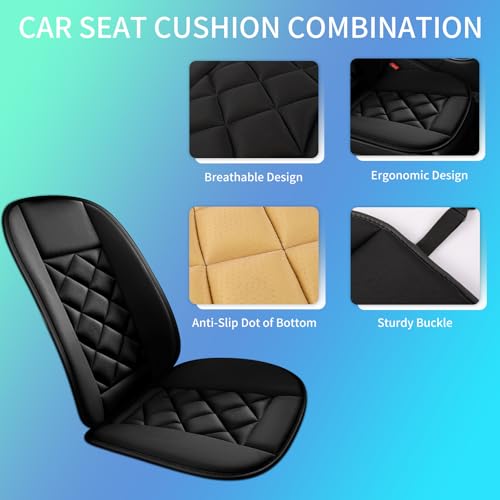 Car Seat Cushion with Back Support Pillow, Car Seat Cushion for Long Driving, Breathable Car Seat Protector, 1.2'' Thick Memory Foam Design for Pain Relief, Seat Pad for Car SUV Truck (Black) - color: Black