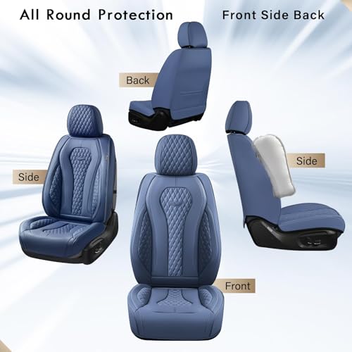Coverado Seat Covers, Car Seat Covers Front Seats, Blue Car Seat Cover, Waterproof Car Seat Covers, Car Seat Cushion, Front Car Seat Covers Leatherette Car Seat Protector Universal Fit Most Cars - color: Blue, size: FrontPair