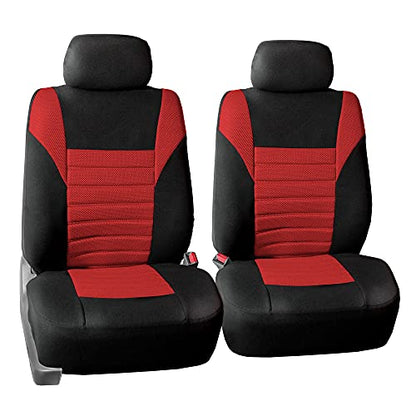 FH Group Car Seat Covers Front Set Premium 3D Air Mesh - Low Back Car Seats with Removable Headrest, Universal Fit,Automotive Seat Cover,Airbag Compatible Car Seat Cover for SUV,Sedan,Van Red