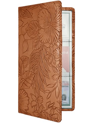 Mymazn Car Registration and Insurance Holder, PU Leather Glove Box Car Organizer with Magnetic Closure, Car Document Holder for Driver's License & Essential Documents (Floral Brown) - color: Floral Brown