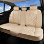 Huidasource Beige Rear Seat Cover, Nappa Leather Back Seat Cover Velcro Adjustable, Compatible with Seat Belts, Child Safety Seats, Fit for Most Cars SUVs Trucks (Back Row/Beige) - color: 01R# Beige01, size: Back Seat Cover