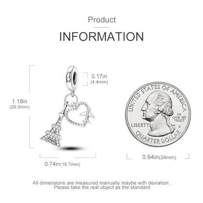 NARMO Charms for Bracelets 925 Sterling Silver Star Dangle Charms Car Keys Lipstick Dangle Charm Beads for Women Bracelets Necklace - color: Love in Paris