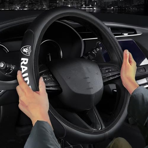 Sports Leather Steering Wheel Cover for Sports Fans Car Accessories, Universal Size fit for 14-15 Inch All Vehicle Steering Wheel Cover (A) - color: A
