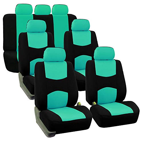 FH Group Flat Cloth Full Set Car Seat Covers Three Row 7 Seater - Universal Fit for Cars, Trucks & SUVs Mint - color: Mint