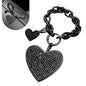 1 PC Cute Heart Keychains, Pretty Bling Key Chain Accessories, Heart Shape Key Chain with Sparkly Rhinestones for Car Keys Purse Charms Handbag Backpack Accessories (Black)